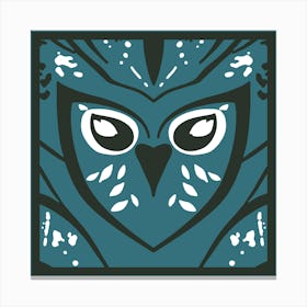 Chic Owl Black And Teal Canvas Print
