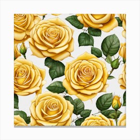 Yellow Roses Seamless Pattern 9 Canvas Print
