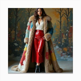 Woman In A Fur Coat 18 Canvas Print