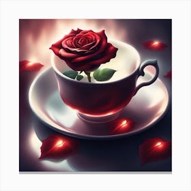 Romantic Rose In A Cup Canvas Print