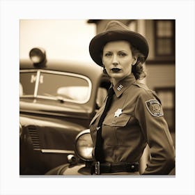 Vintage Female Police Officer Canvas Print