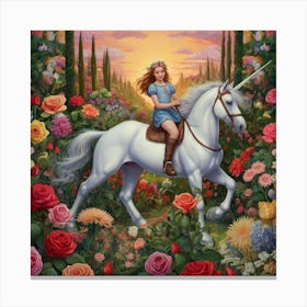 Unicorn In The Garden Canvas Print