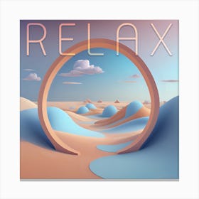 3d Render Surreal Pastel Landscape Background With Geometric Shapes, Abstract Fantastic Desert Dune In Seasoning Landscape With Arches, Panoramic, Futuristic Scene With Copy Space Generated By A Relaxi Canvas Print