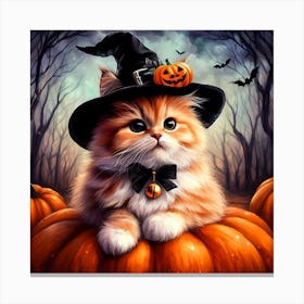 Cat In A Witch Hat Canvas Print