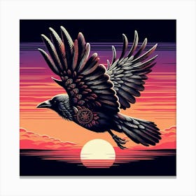 Raven At Sunset Canvas Print