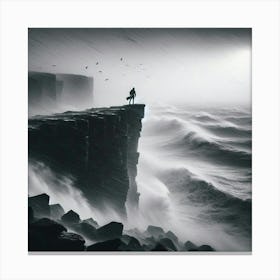 Man Standing On A Cliff Canvas Print