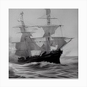 Ship In Rough Seas Canvas Print