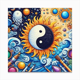 Yin Yang sun and moon 2 Canvas Print