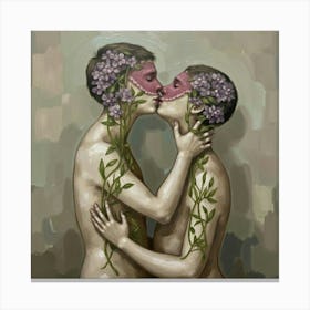 Two Gays couples Kissing Canvas Print