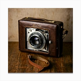 Vintage Camera Case Nestled Safely Replete With Its Compact Optical Equipment Hint Of Age Textur (1) Canvas Print