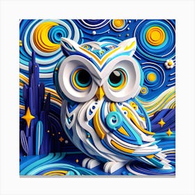 3d Owl Art Canvas Print