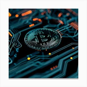 Bitcoin On A Circuit Board Canvas Print