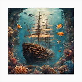 Ship Under The Sea Canvas Print