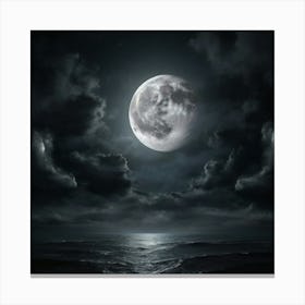 Full Moon Over The Ocean Canvas Print