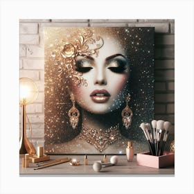 She is Glamorous glitter gold Canvas Print