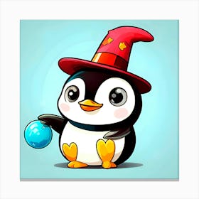 Penguin In A Hat Canvas Print