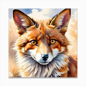 Cute Fox Painting Canvas Print