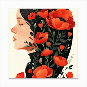 Poppies And A Girl Canvas Print