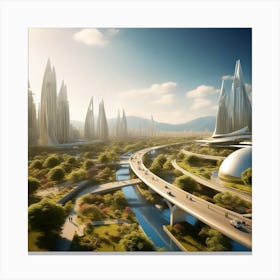 Futuristic Cityscape 150 Canvas Print