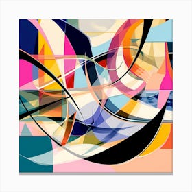 Abstract Shapes And Lines, Vibrant Colors Print Canvas Print