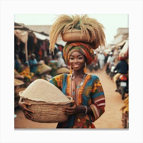 African Woman With Basket Canvas Print