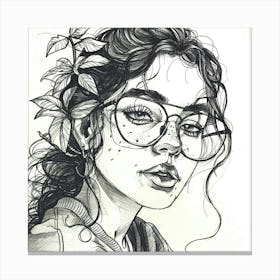 Girl With Glasses Canvas Print