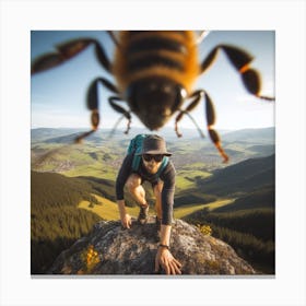 Bee On A Rock Canvas Print