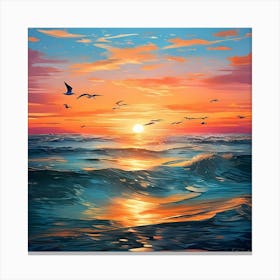 Sunset Seagulls Canvas Print