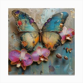 Butterflies And Orchids 1 Canvas Print