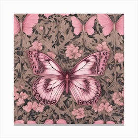 William Morris Print Pink Butterfly Botanical 2 Canvas Print