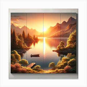 Sunset At Lake Canvas Print