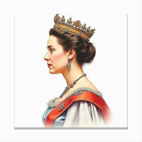 Watercolor Image Of Queen Elizabeth I, Highlighting Her Royal Dignity 1 Canvas Print