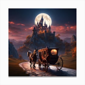 Horse Drawn Carriage At Night Canvas Print