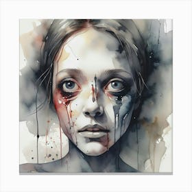 Woman With Blood On Her Face Canvas Print