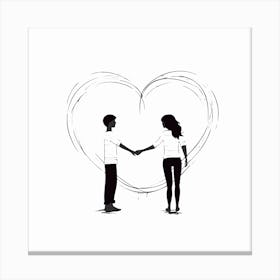 Couple Holding Hands In A Heart Canvas Print