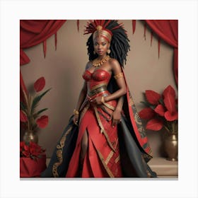 Pikaso Texttoimage Beautiful Africanpowerful Queen Warrior Dressed In (2) Canvas Print