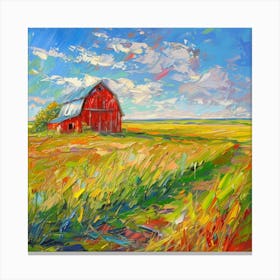 Red Barn In The Prairie Canvas Print