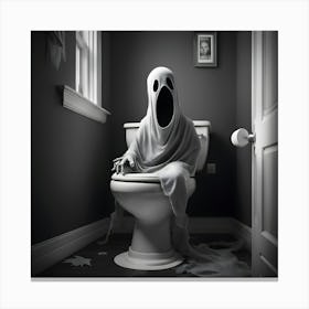 Ghost Sitting On Toilet Canvas Print