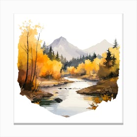 Watercolor Autumn Landscape Canvas Print