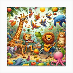 Animals In The Jungle wall art Canvas Print