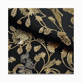 Gold Embroidered Fabric Canvas Print