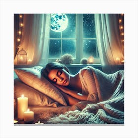 Dreaming Woman In Bed Canvas Print