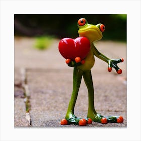 Frog Holding Heart Canvas Print