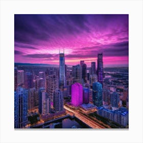 Chicago Skyline At Sunset 1 Canvas Print