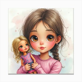 Cute Little Girl And Doll Toile