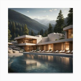 Modern House In The Mountains 3 Canvas Print