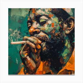 'A Man Smoking A Cigarette' Canvas Print