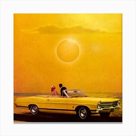 Yellow Car View Square Canvas Print