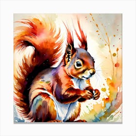 Red Squirrel Highly Detailed Painting Canvas Print