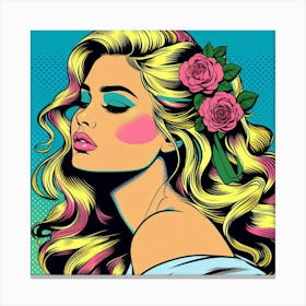 Pop art style of beautiful girl Canvas Print